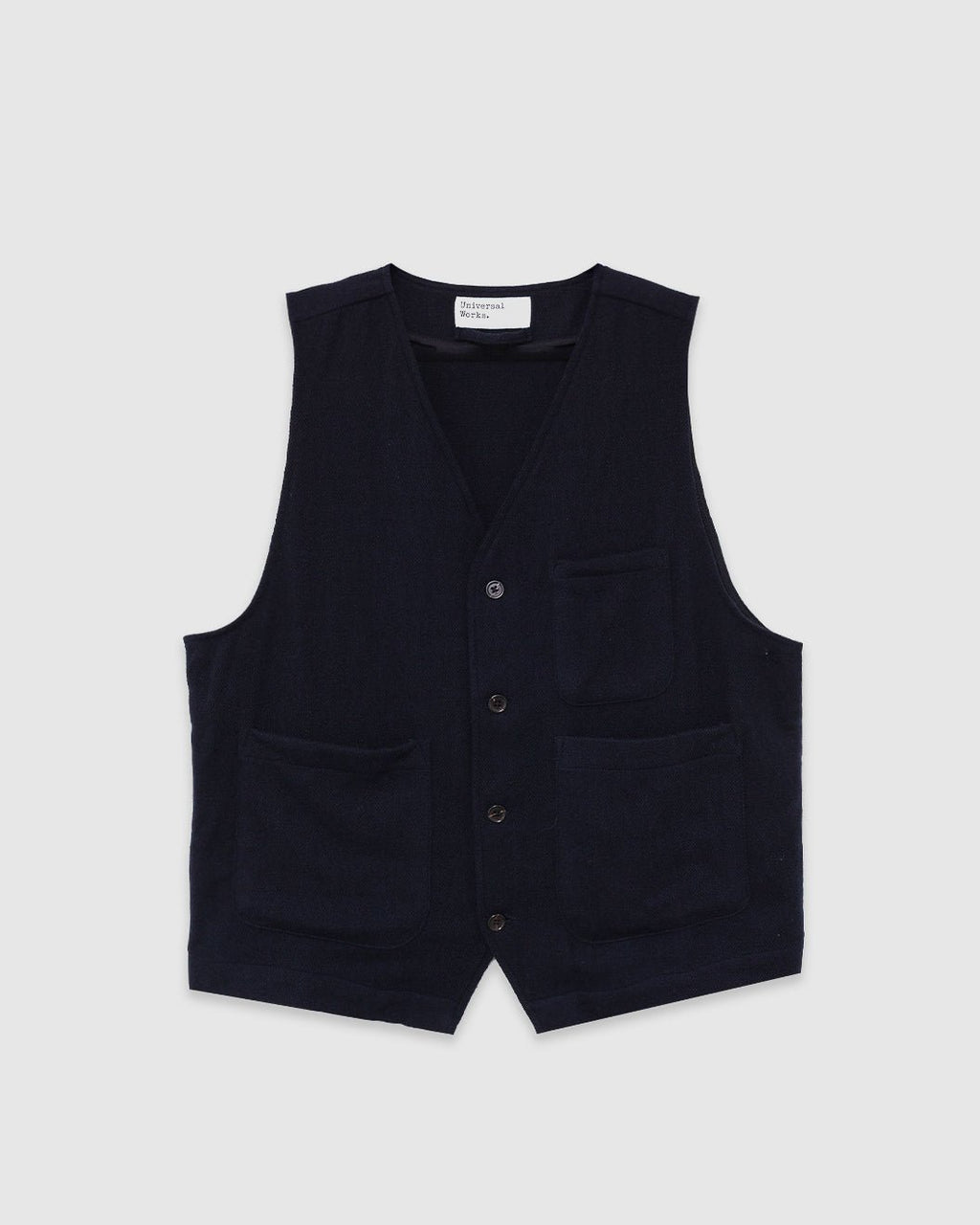 JJ Waistcoat Robin Wool Mix Dark Navy - UNIVERSAL WORKS