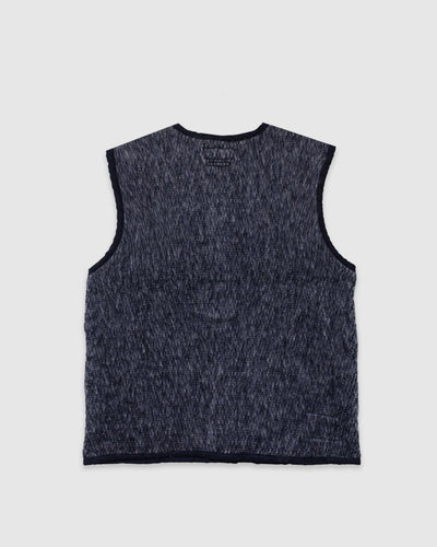 Lancaster Gilet Losso Mohair Mix Navy/ Pale Grey - UNIVERSAL WORKS