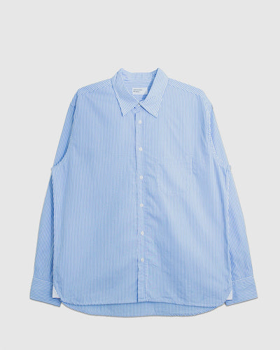 Lazy Day Shirt Classic Nipon Stripe Sky/White - UNIVERSAL WORKS