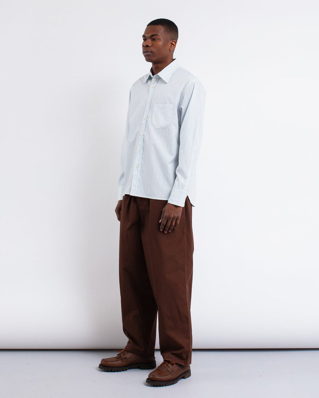 Lazy Day Shirt Urban Stripe Sky - UNIVERSAL WORKS