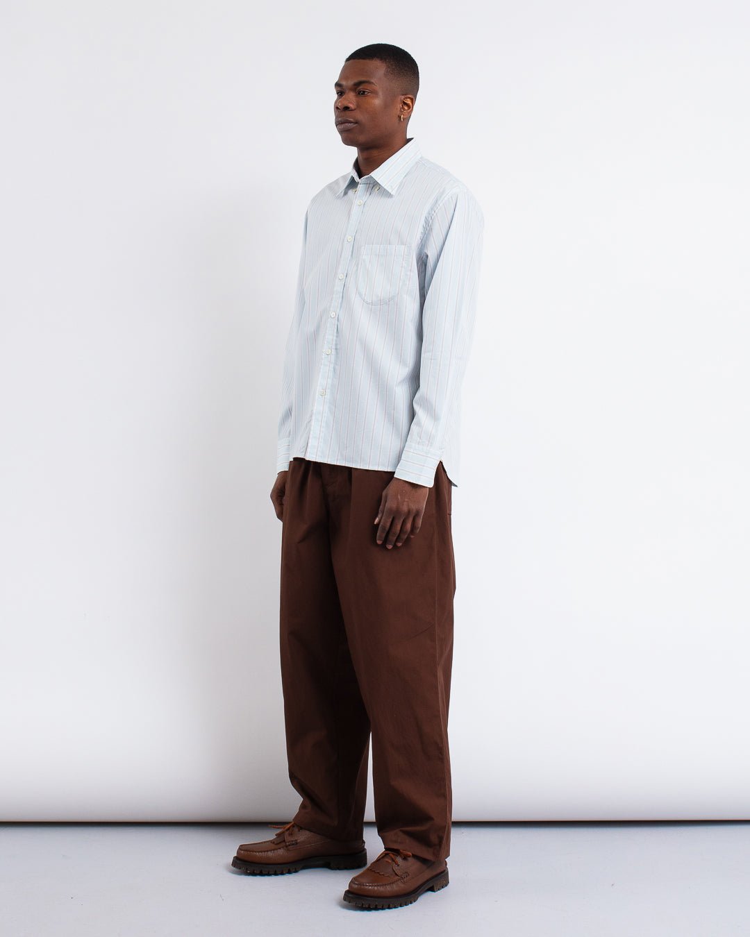 Lazy Day Shirt Urban Stripe Sky - UNIVERSAL WORKS
