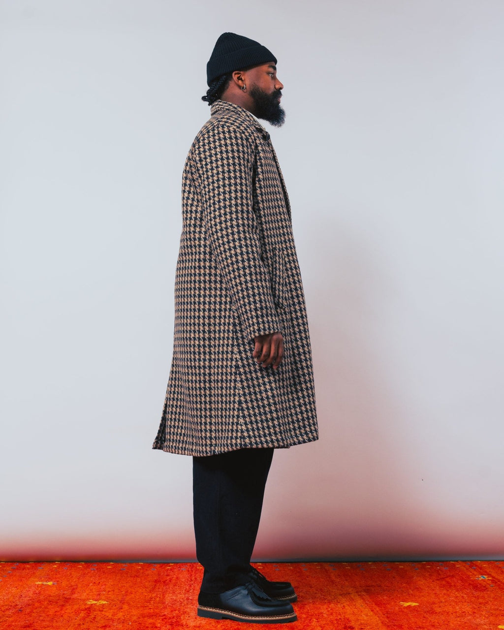 Long Swing Coat Cortina Tweed Sand - UNIVERSAL WORKS