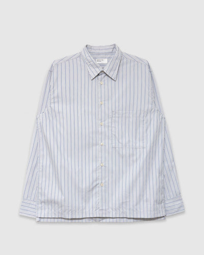 Lucky Shirt Refab Compact Cotton Grey Stripe - UNIVERSAL WORKS