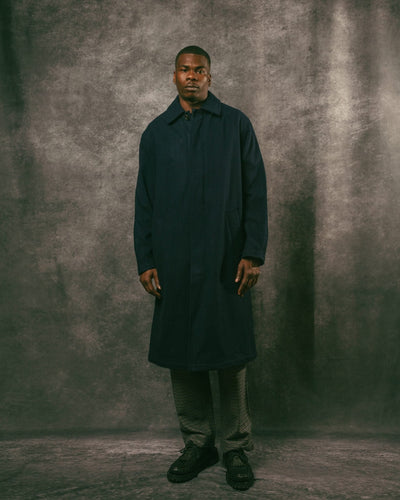 Mac Coat Navy Mowbray - UNIVERSAL WORKS