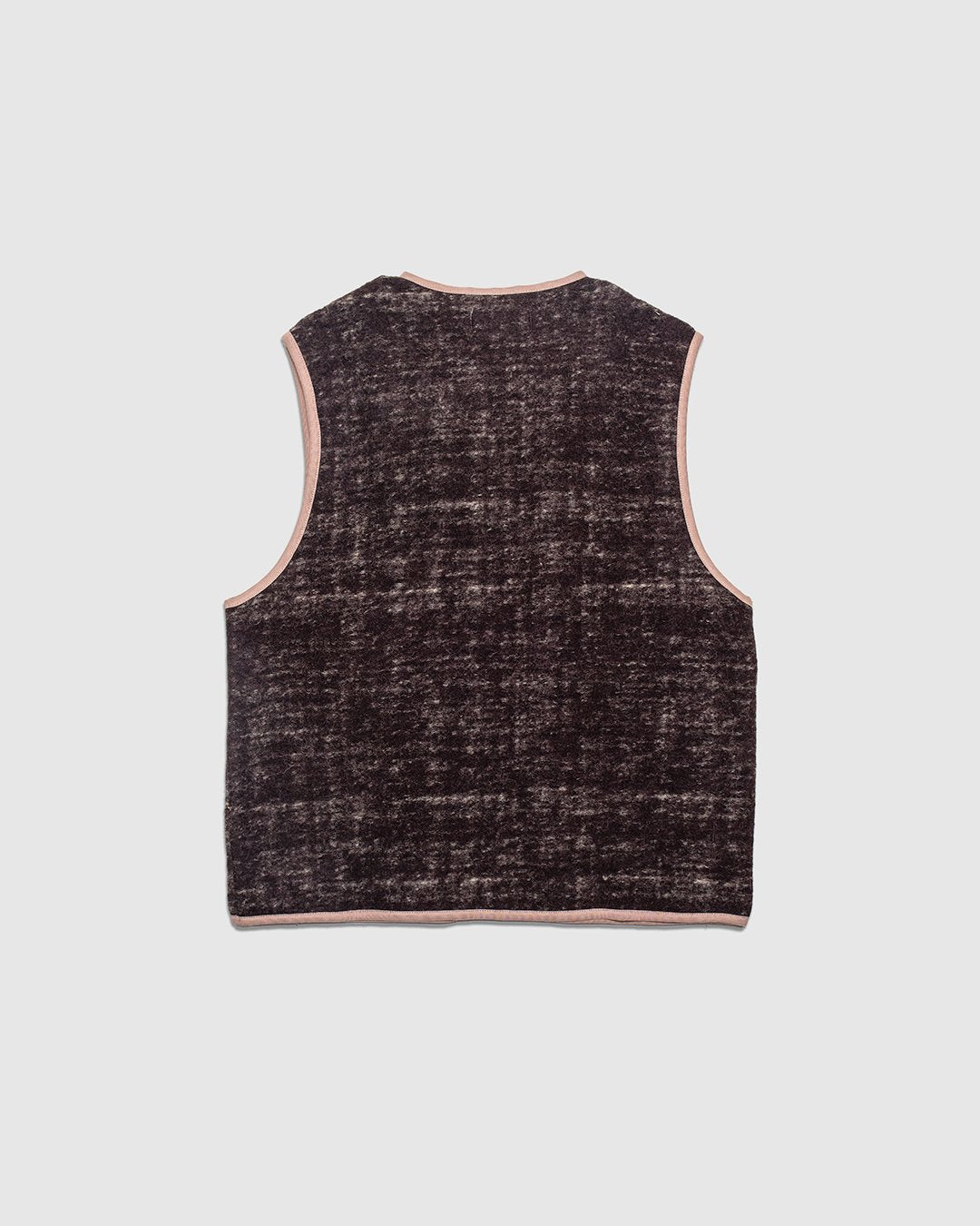 Marble Fleece Zip Gilet - Brown - UNIVERSAL WORKS