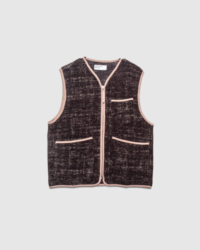 Marble Fleece Zip Gilet - Brown - UNIVERSAL WORKS