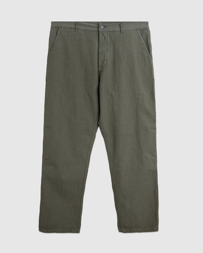 Military Chino Merida Seersucker Olive - UNIVERSAL WORKS