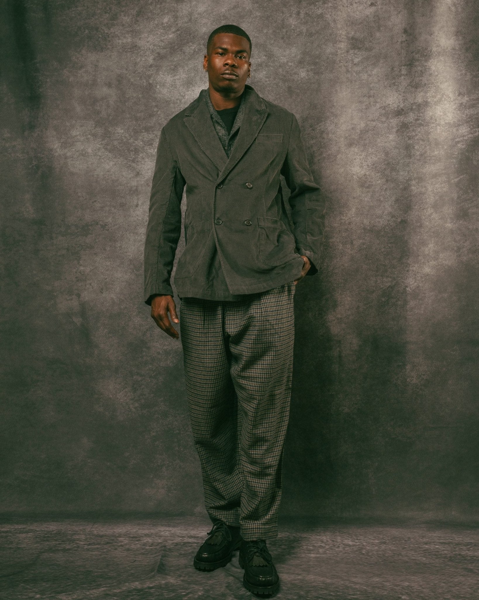 Oxford Pant Charcoal Houndstooth Wool Mix - UNIVERSAL WORKS