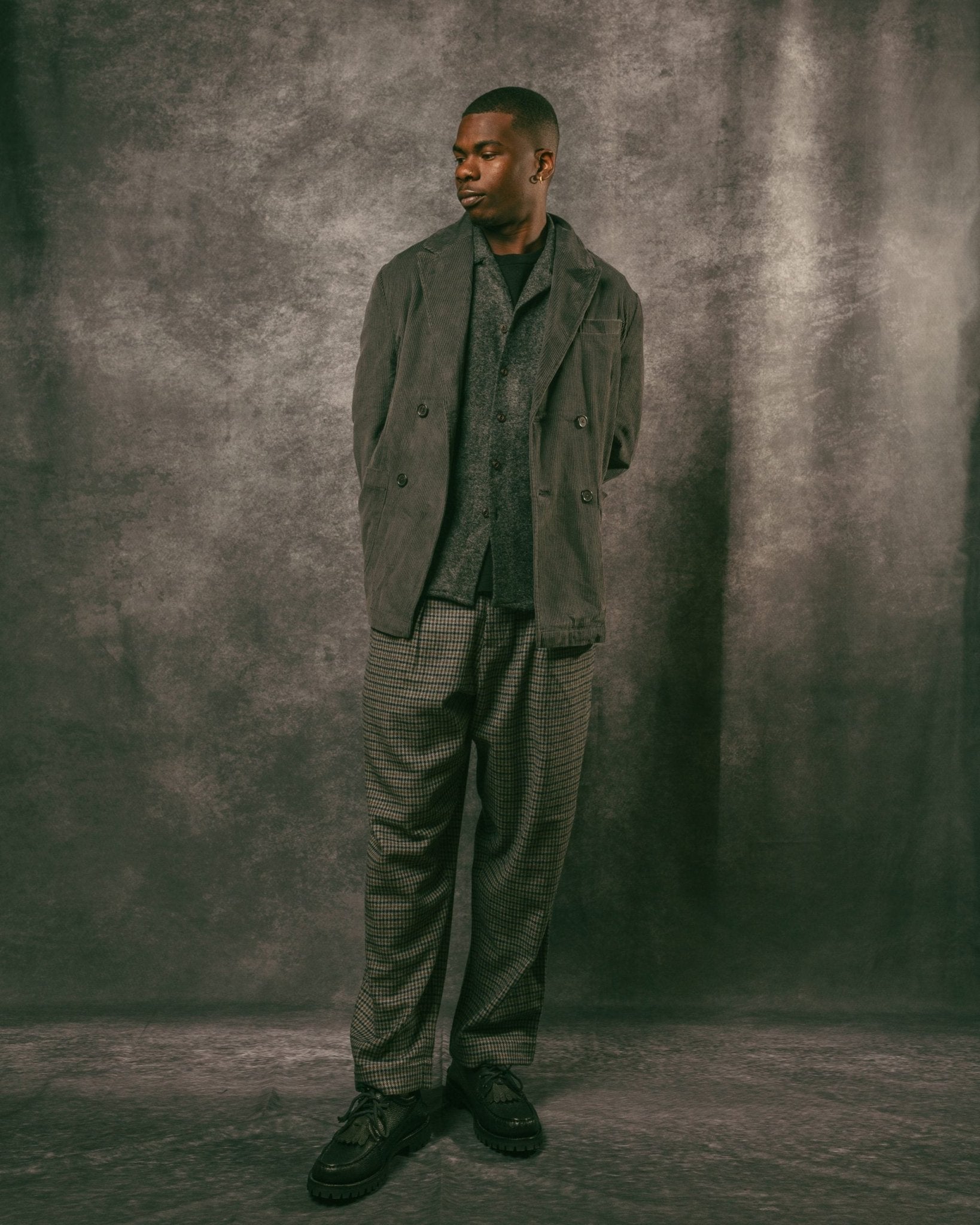 Oxford Pant Charcoal Houndstooth Wool Mix - UNIVERSAL WORKS