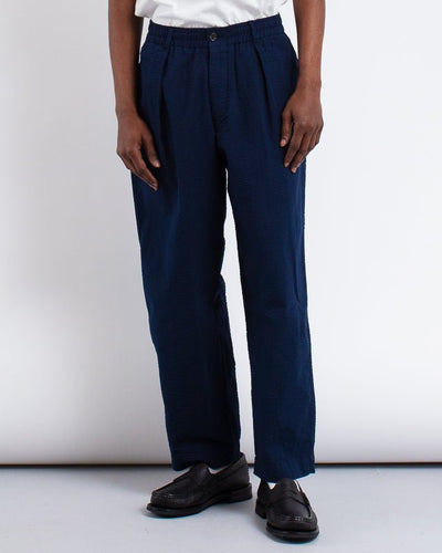 Oxford Pant Derby Stripe Navy - UNIVERSAL WORKS
