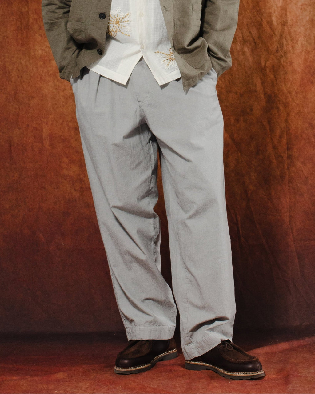 Oxford Pant Linen Slub Mid Grey - UNIVERSAL WORKS