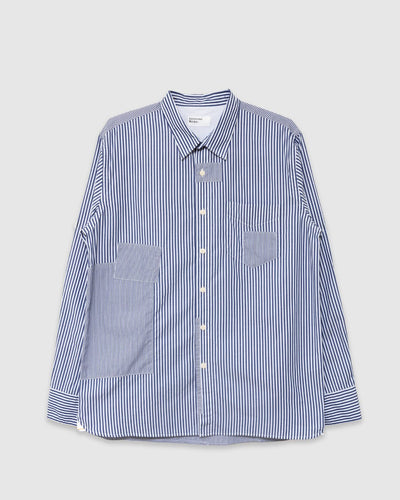 Patched Shirt Queens Cotton Navy - UNIVERSAL WORKS