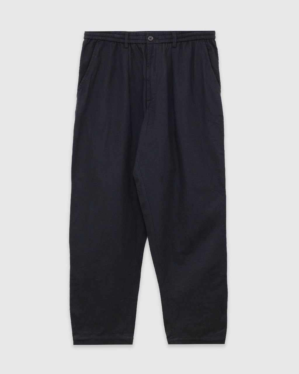 Pleated Track Pant Brushed Moleskin Black - UNIVERSAL WORKS
