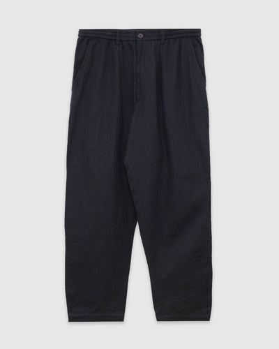 Pleated Track Pant Brushed Moleskin Black - UNIVERSAL WORKS