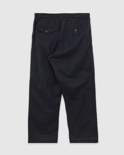 Pleated Track Pant Brushed Moleskin Black - UNIVERSAL WORKS