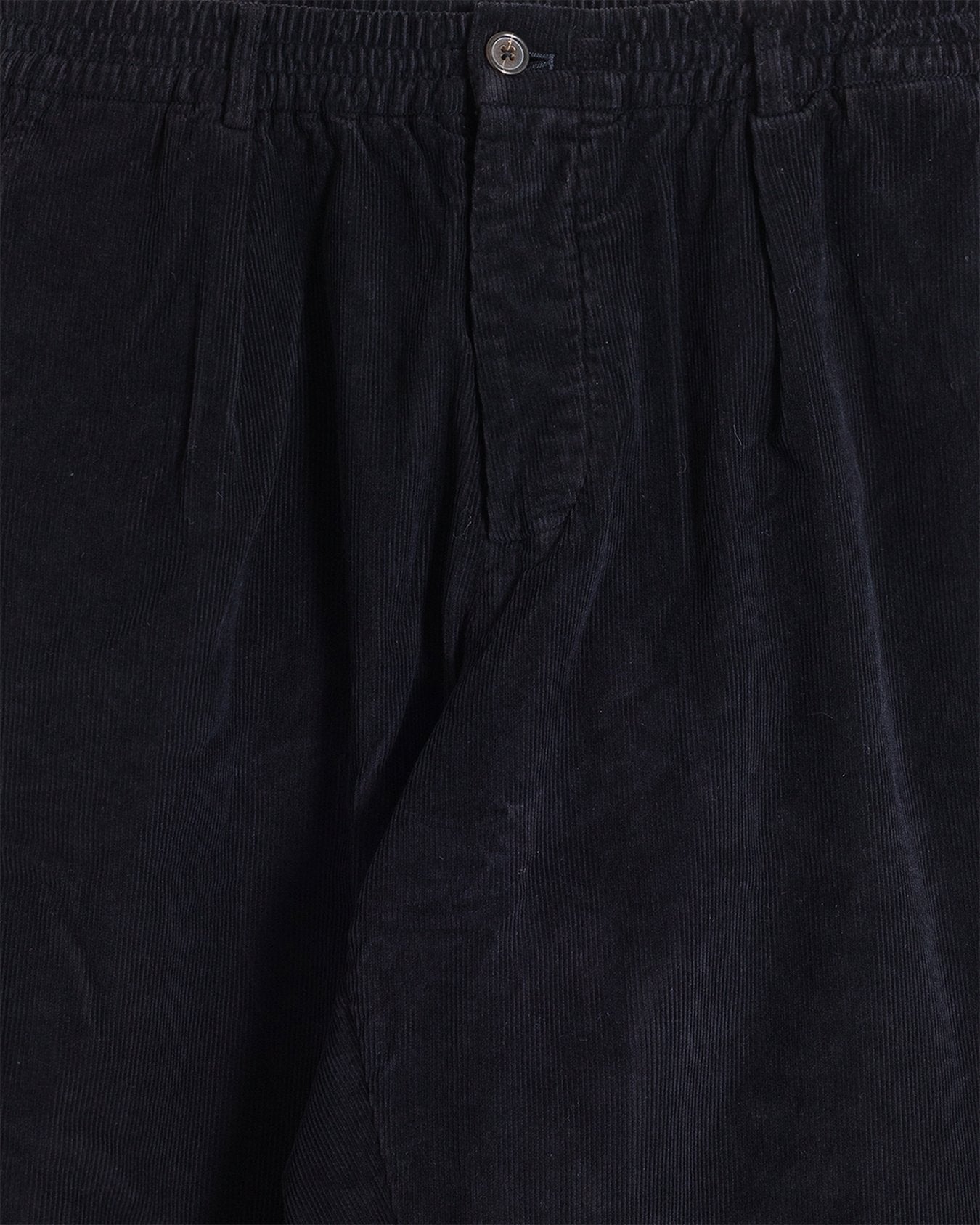 Pleated Track Pant Cat Cord Black - UNIVERSAL WORKS