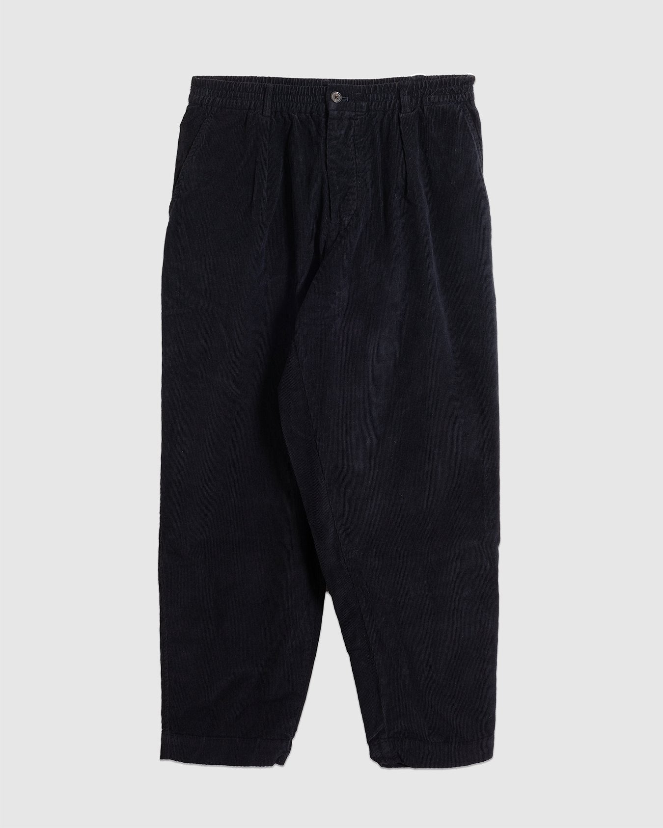 Pleated Track Pant Cat Cord Black - UNIVERSAL WORKS
