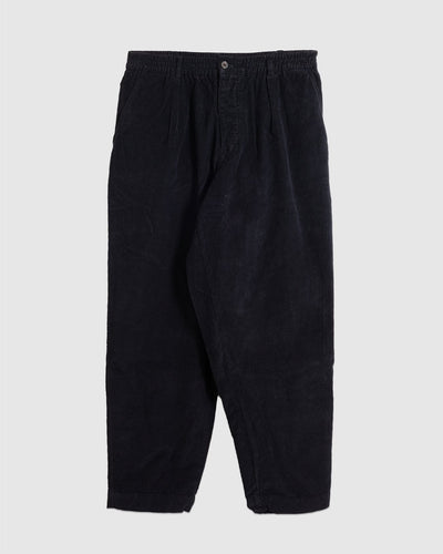 Pleated Track Pant Cat Cord Black - UNIVERSAL WORKS