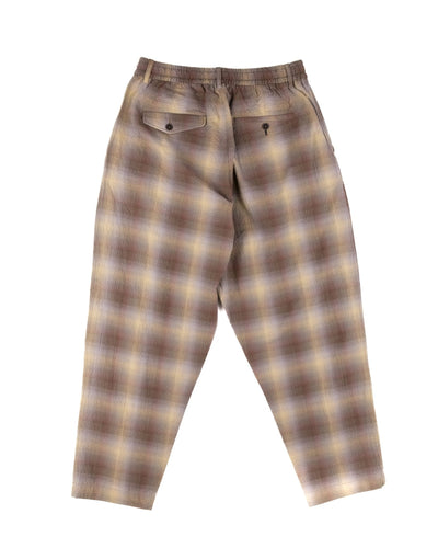 Pleated Track Pant Check Seersucker Olive - UNIVERSAL WORKS