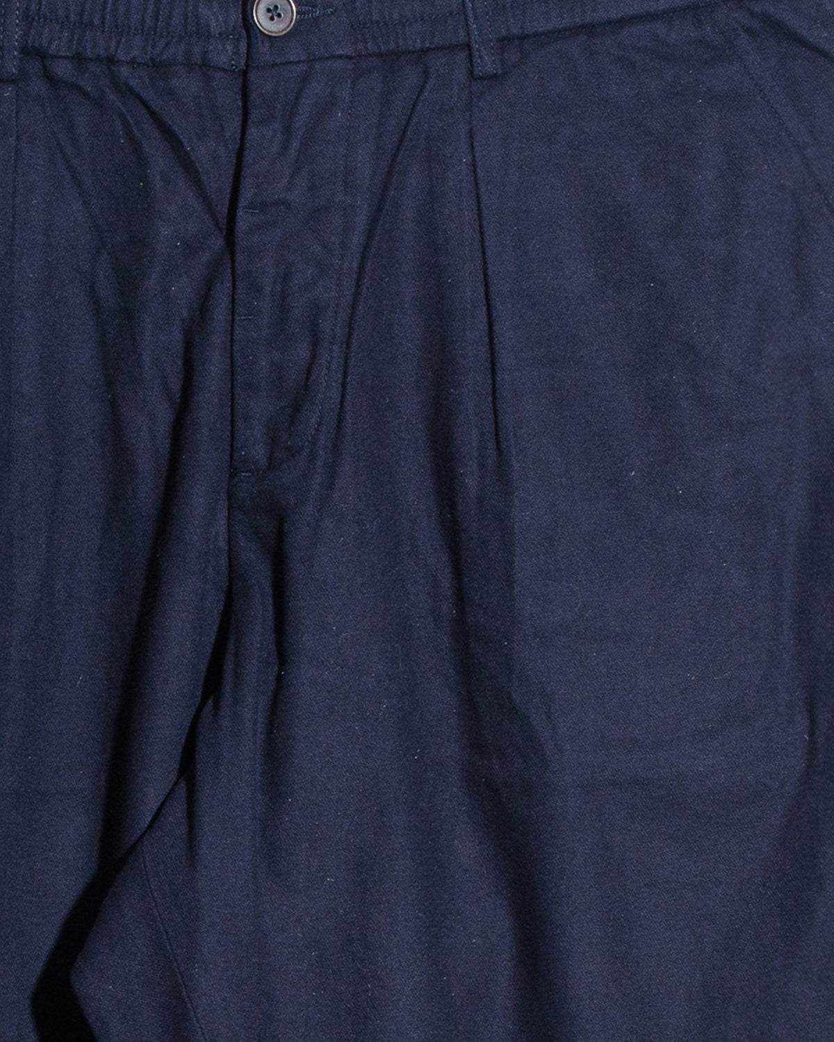 Pleated Track Pant in Brushed Moleskin - Navy - UNIVERSAL WORKS