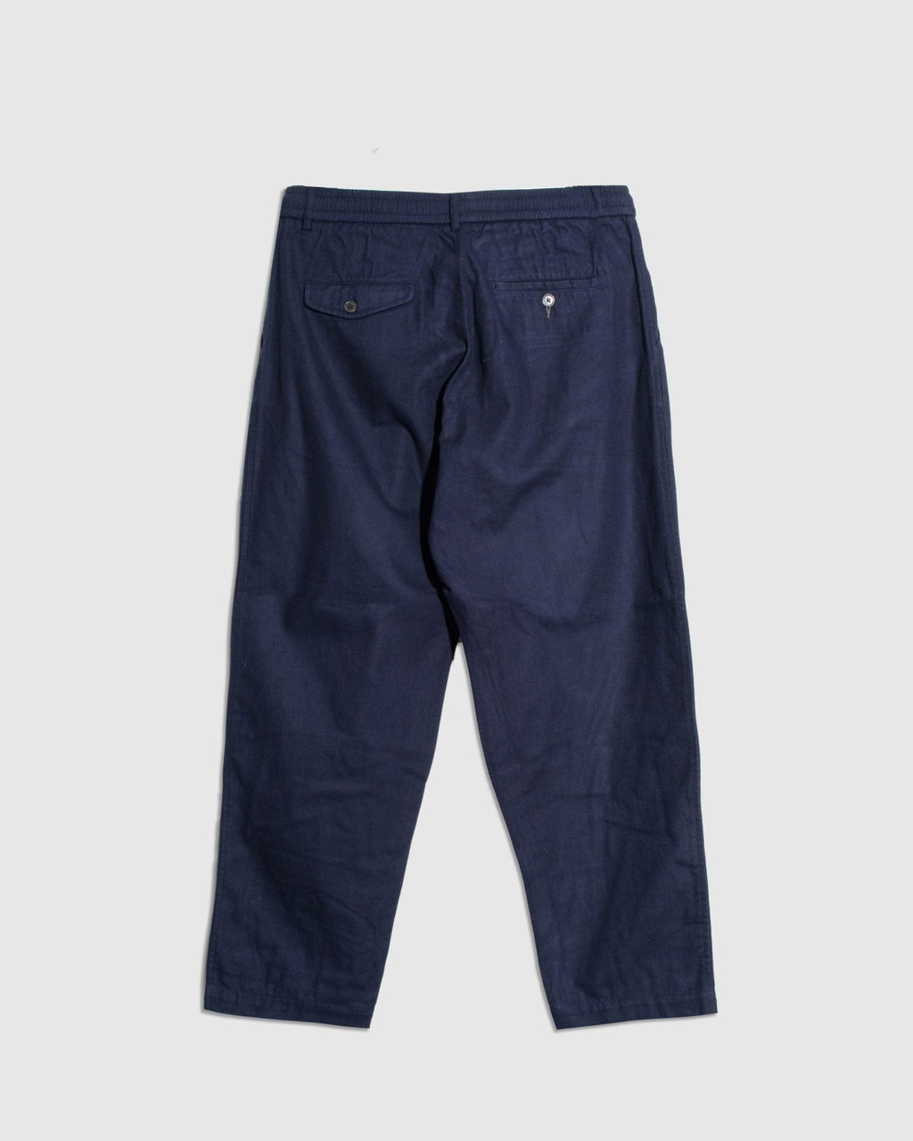 Pleated Track Pant in Brushed Moleskin - Navy - UNIVERSAL WORKS