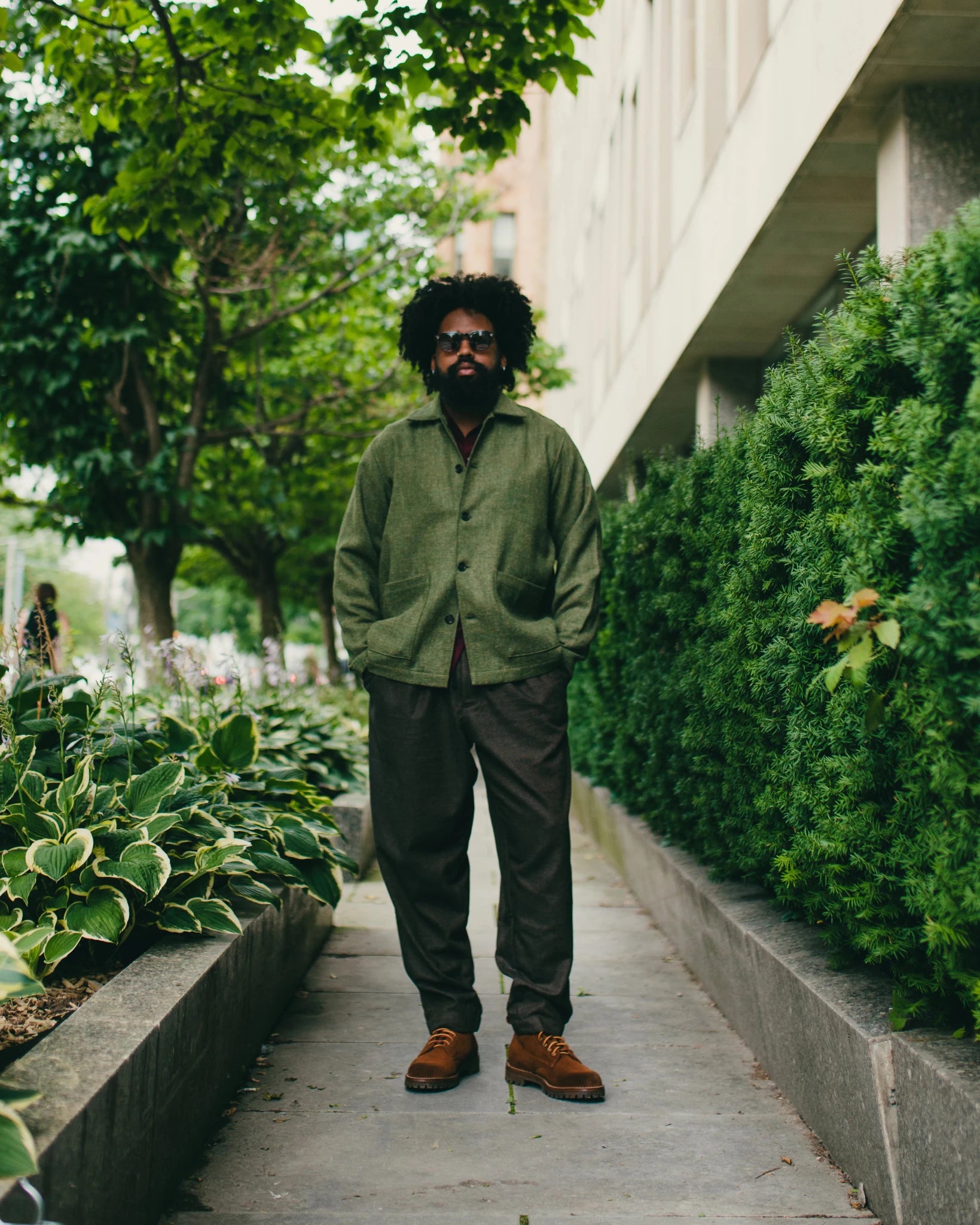 Pleated Track Pant Recycled IT Tweed Brown - UNIVERSAL WORKS