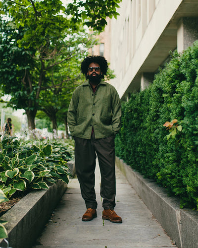 Pleated Track Pant Recycled IT Tweed Brown - UNIVERSAL WORKS