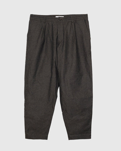 Pleated Track Pant Recycled IT Tweed Olive - UNIVERSAL WORKS