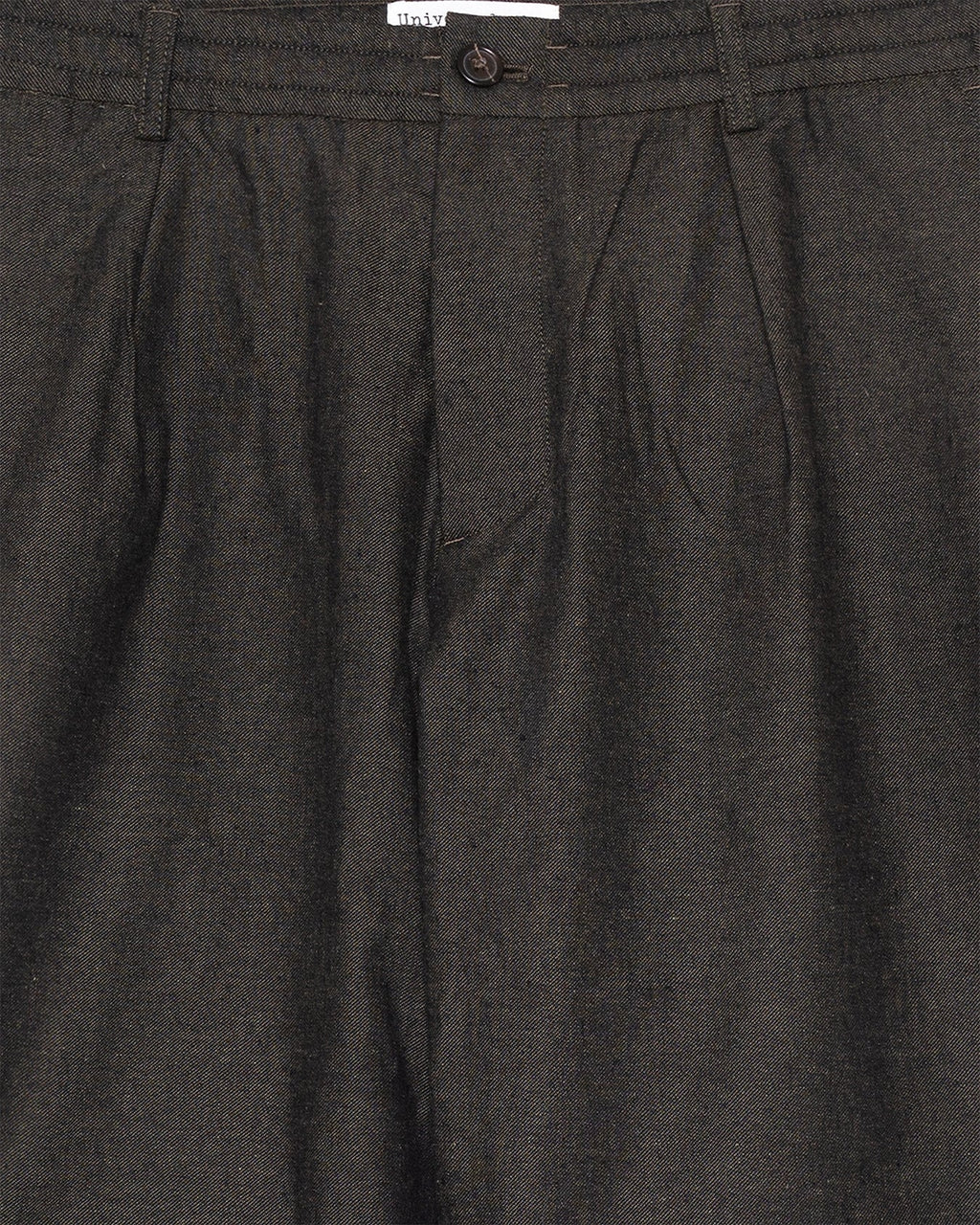 Pleated Track Pant Recycled IT Tweed Olive - UNIVERSAL WORKS