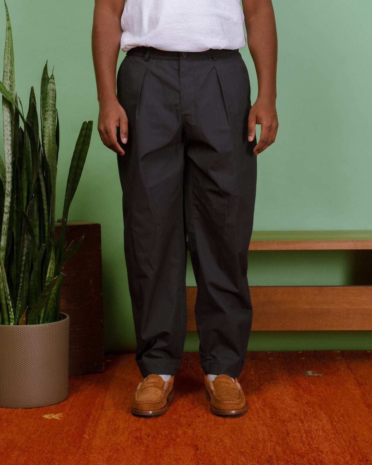 Pleated Track Pant Recycled Poly Tech - Navy - UNIVERSAL WORKS