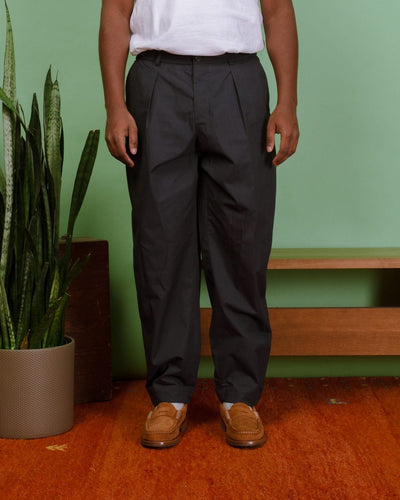 Pleated Track Pant Recycled Poly Tech - Navy - UNIVERSAL WORKS