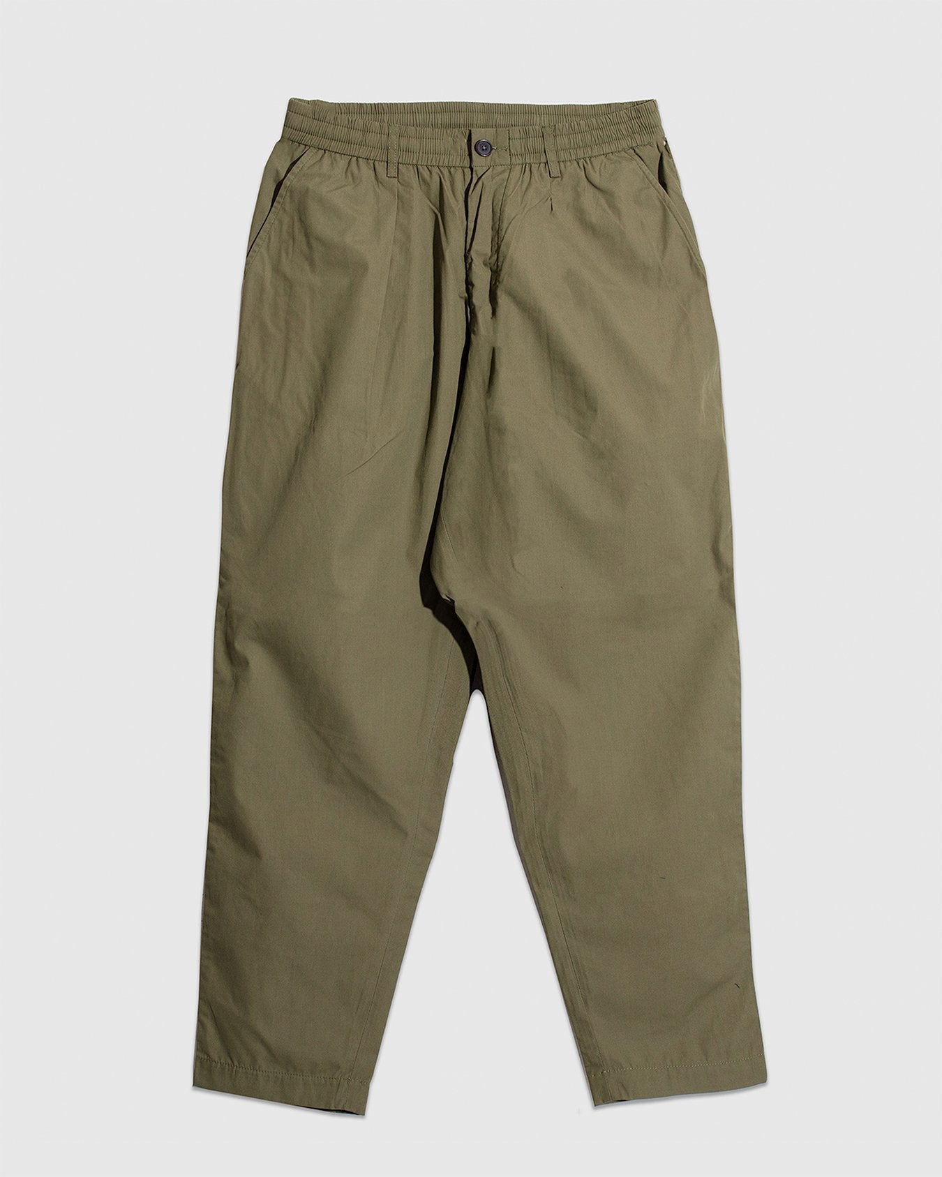 Pleated Track Pant Recycled Poly Tech - Olive - UNIVERSAL WORKS