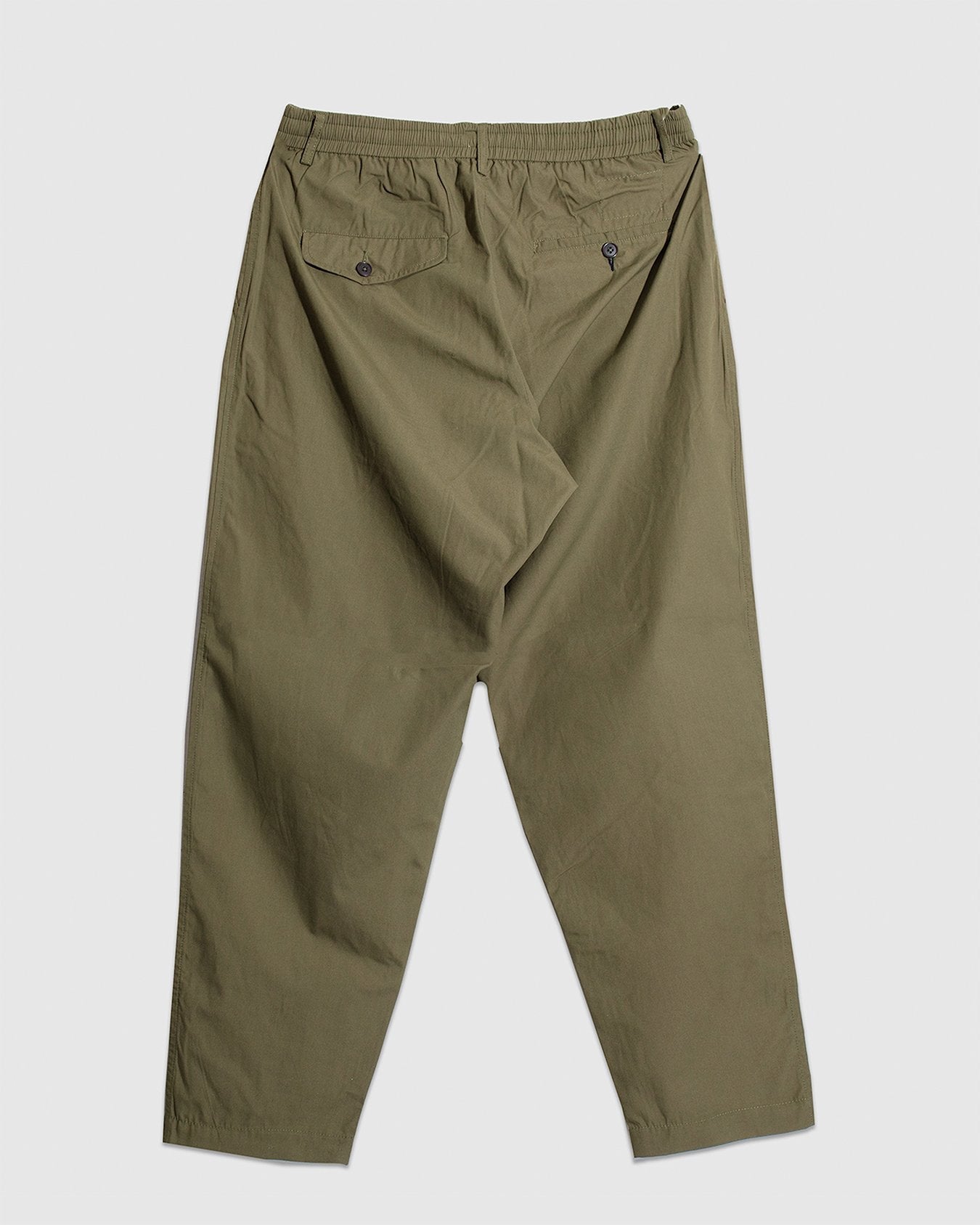 Pleated Track Pant Recycled Poly Tech - Olive - UNIVERSAL WORKS