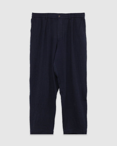 Pleated Track Pant Robin Wool Mix Dark Navy - UNIVERSAL WORKS