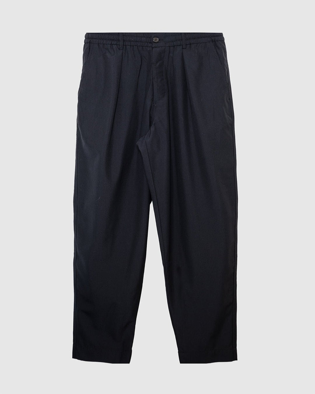 Pleated Track Pant Tropical Suiting Black - UNIVERSAL WORKS