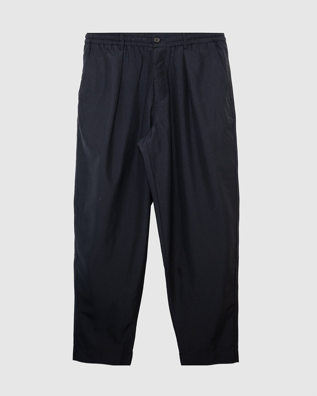 Pleated Track Pant Tropical Suiting Black - UNIVERSAL WORKS