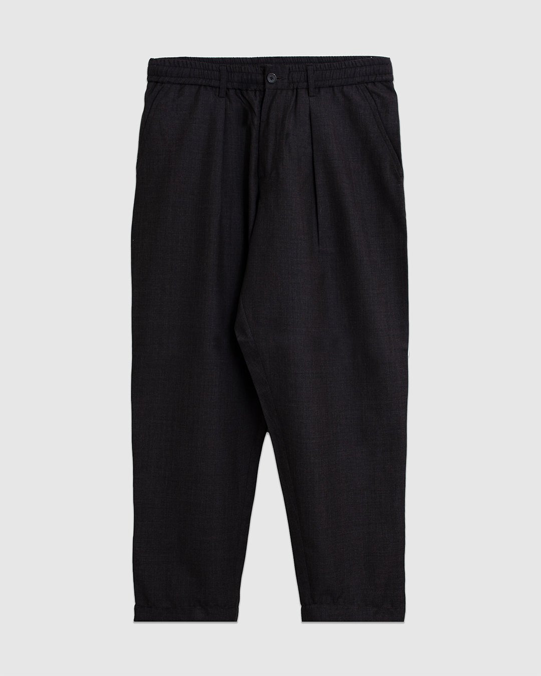 Pleated Track Pant Tropical Suiting Brown Marl - UNIVERSAL WORKS