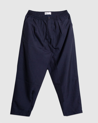 Pleated Track Pant Tropical Suiting - Navy - UNIVERSAL WORKS