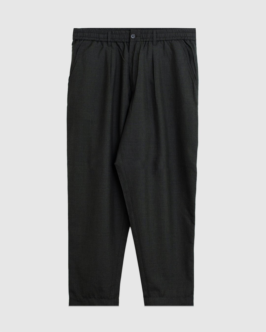 Pleated Track Pant Tropical Suiting Olive Marl - UNIVERSAL WORKS