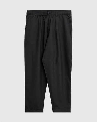 Pleated Track Pant Tropical Suiting Olive Marl - UNIVERSAL WORKS