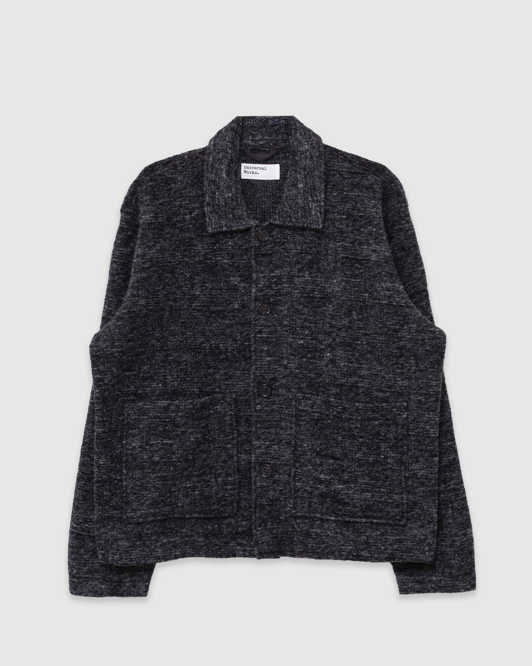 Rams Jacket Wool Mix Knit Grey Marl - UNIVERSAL WORKS