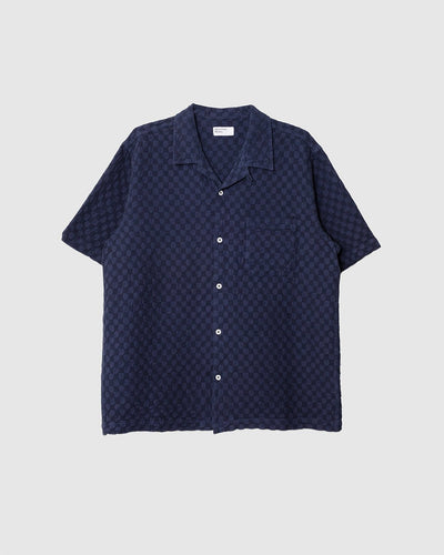 Road Shirt Dot Waffle Navy - UNIVERSAL WORKS