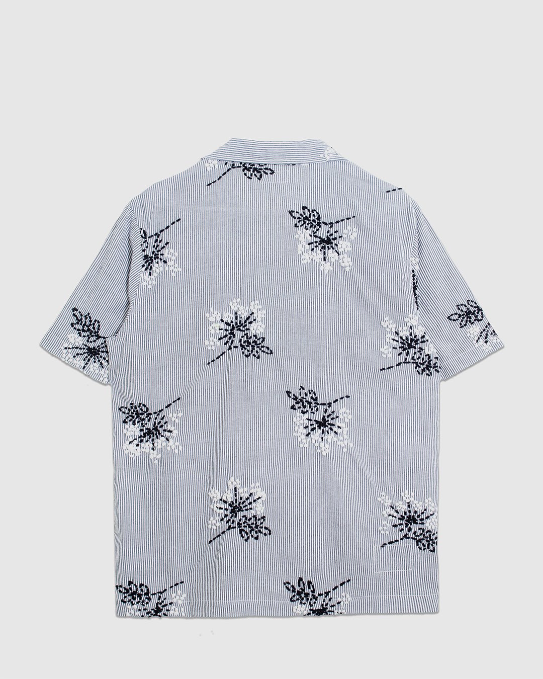 Road Shirt Hand Emb Stripe Grey - UNIVERSAL WORKS
