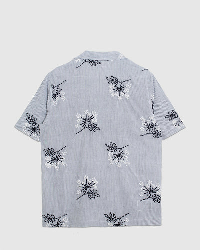Road Shirt Hand Emb Stripe Grey - UNIVERSAL WORKS