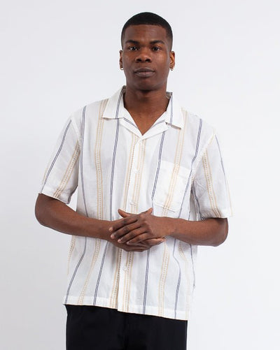 Road Shirt Hendrix Stripe Ecru/Navy/Stripe - UNIVERSAL WORKS