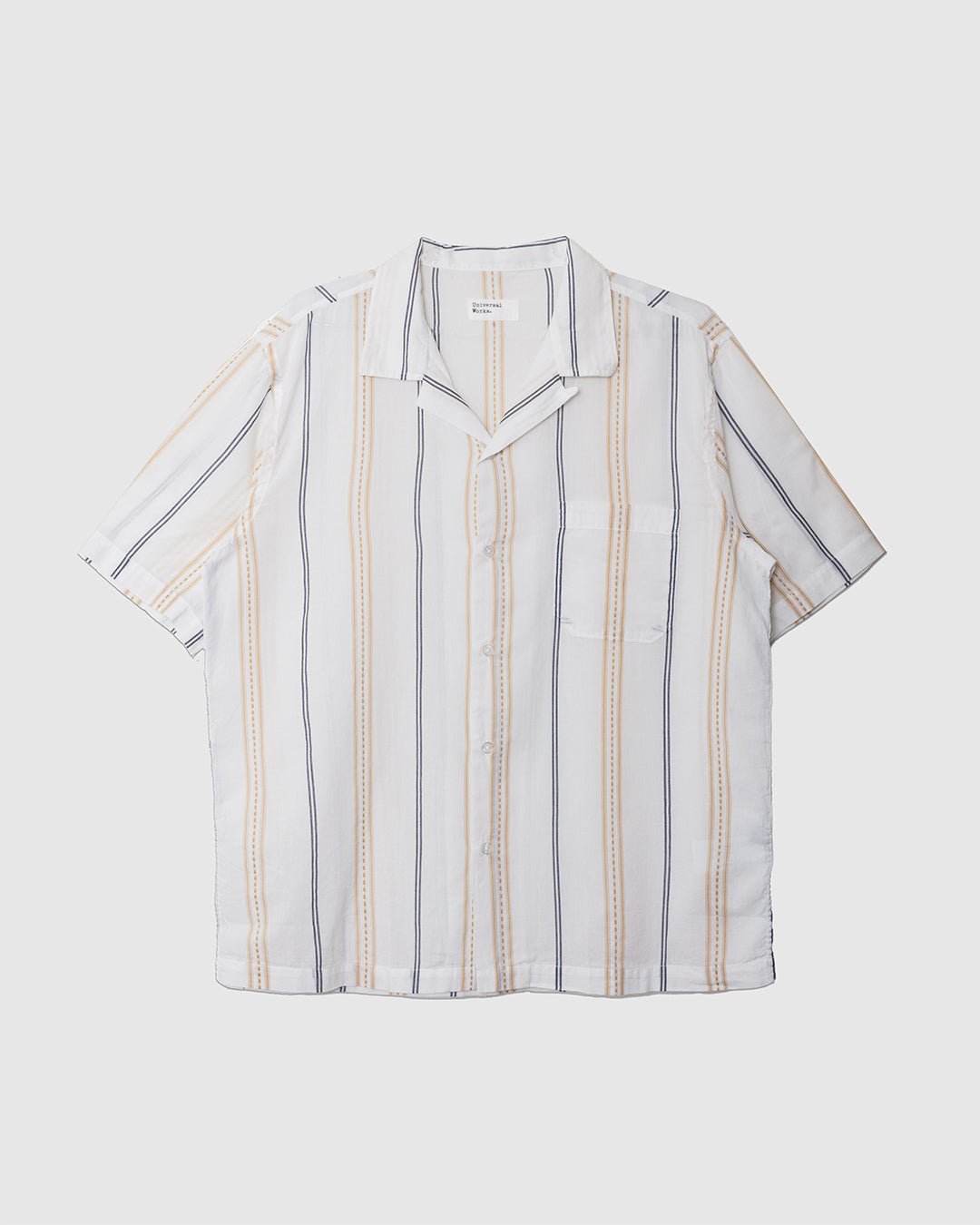 Road Shirt Hendrix Stripe Ecru/Navy/Stripe - UNIVERSAL WORKS