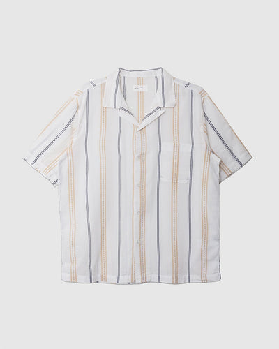 Road Shirt Hendrix Stripe Ecru/Navy/Stripe - UNIVERSAL WORKS