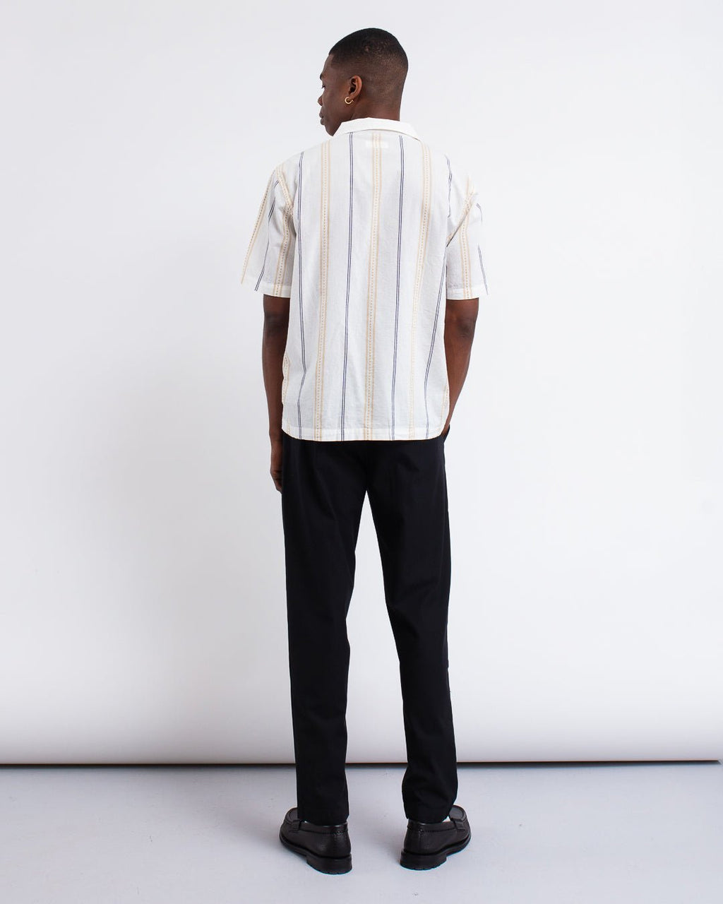 Road Shirt Hendrix Stripe Ecru/Navy/Stripe - UNIVERSAL WORKS