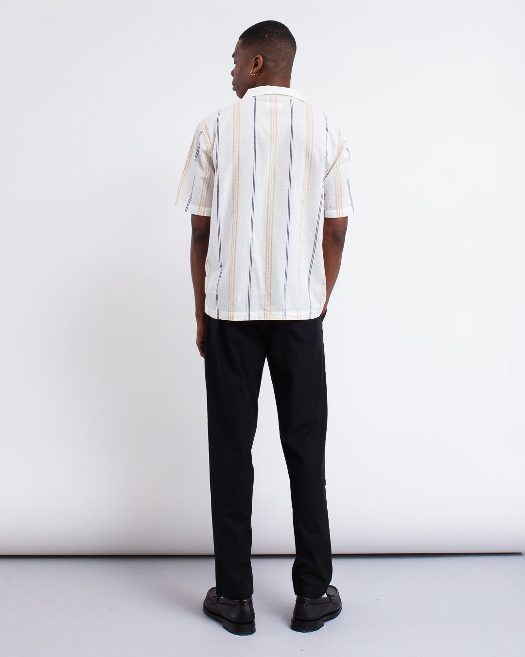 Road Shirt Hendrix Stripe Ecru/Navy/Stripe - UNIVERSAL WORKS