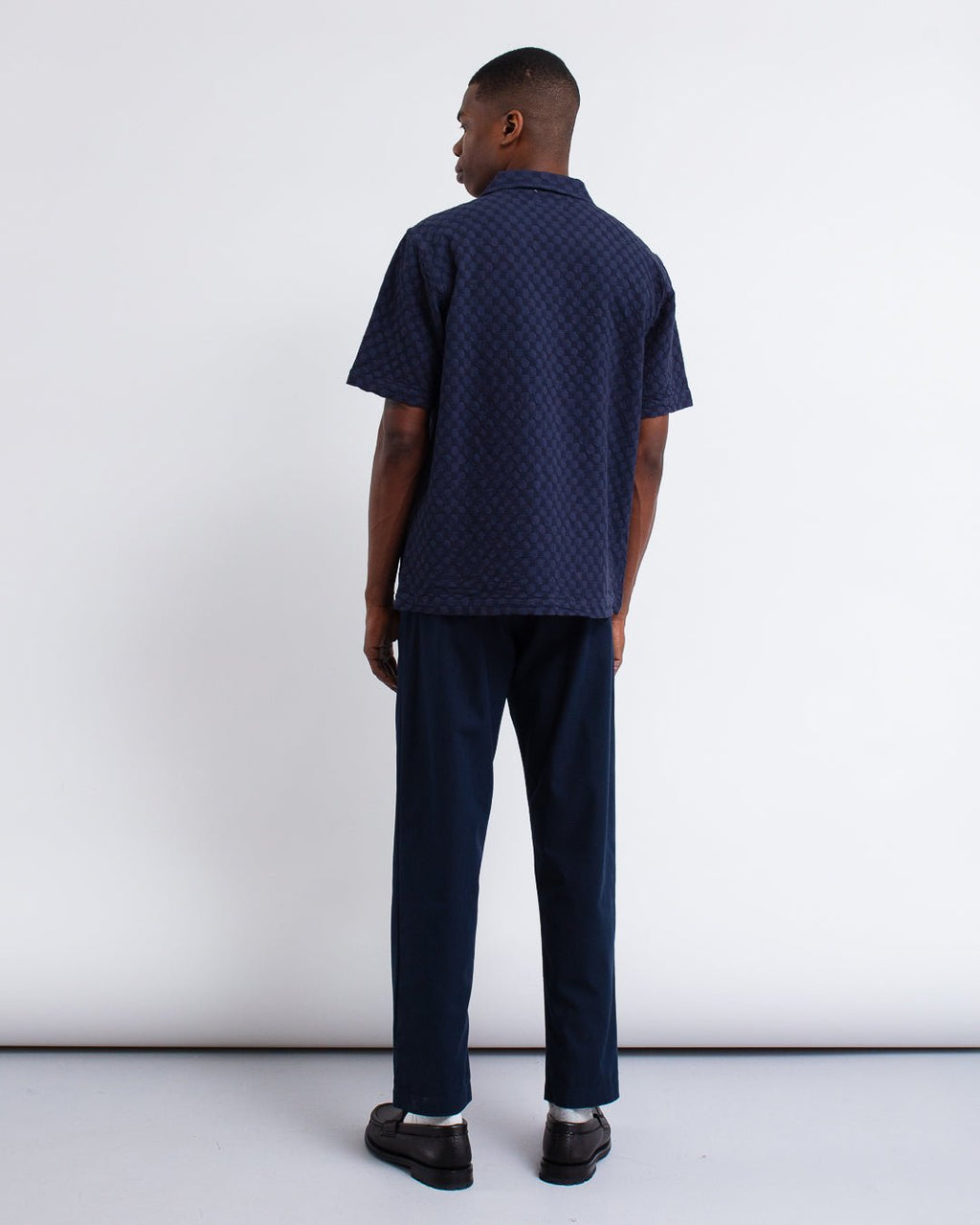 Road Shirt Seersucker Navy - UNIVERSAL WORKS